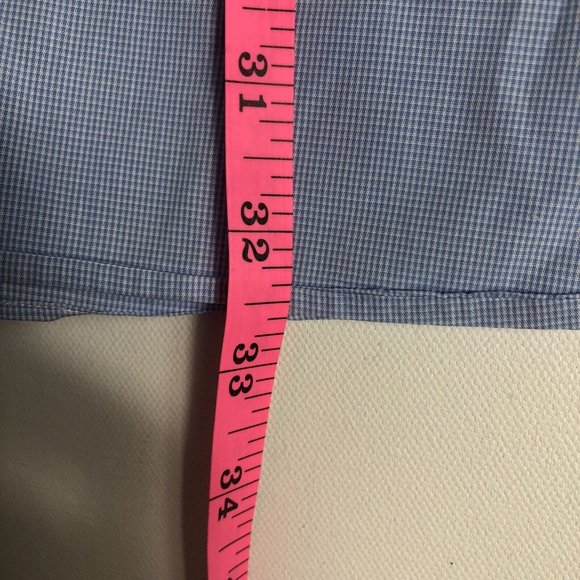 HUGO BOSS Sharp Fit Button up Dress Shirt Blue Mini Check Size 16.5 32/33 - Picture 6 of 8